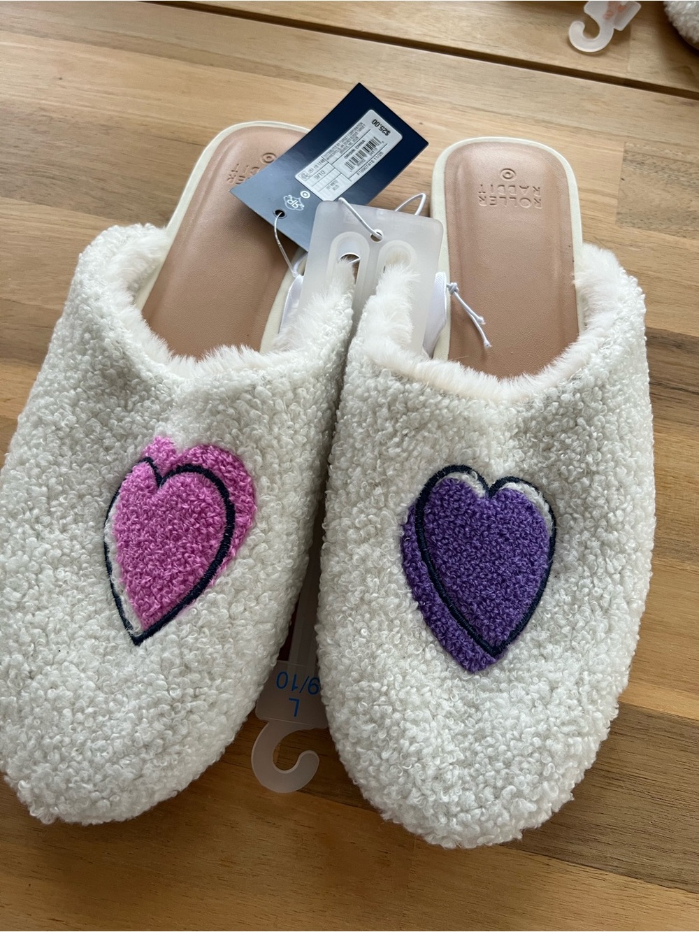 NWT Roller Rabbit x Target Women's disco hearts wave fuzzy house slipper Size L